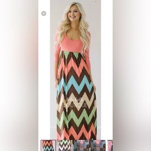 NWT Demetory peach multicolored maxi dress
